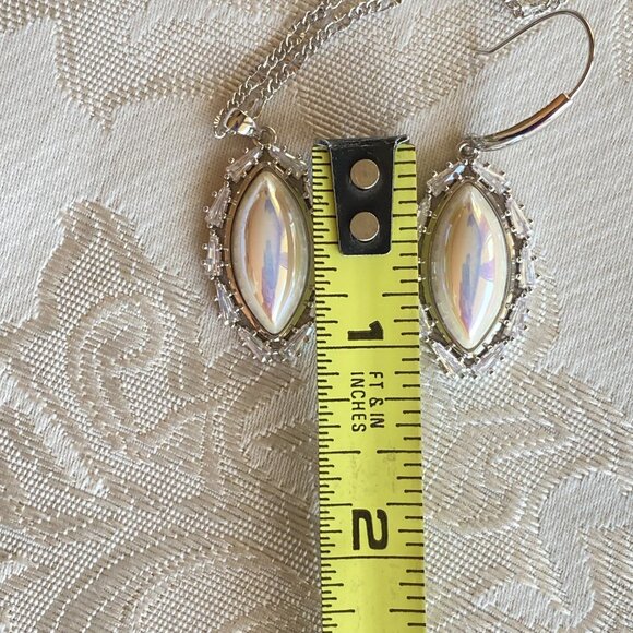 Marquise Faux Pearl Opalescent CZ Necklace & Earrings - Picture 7 of 9